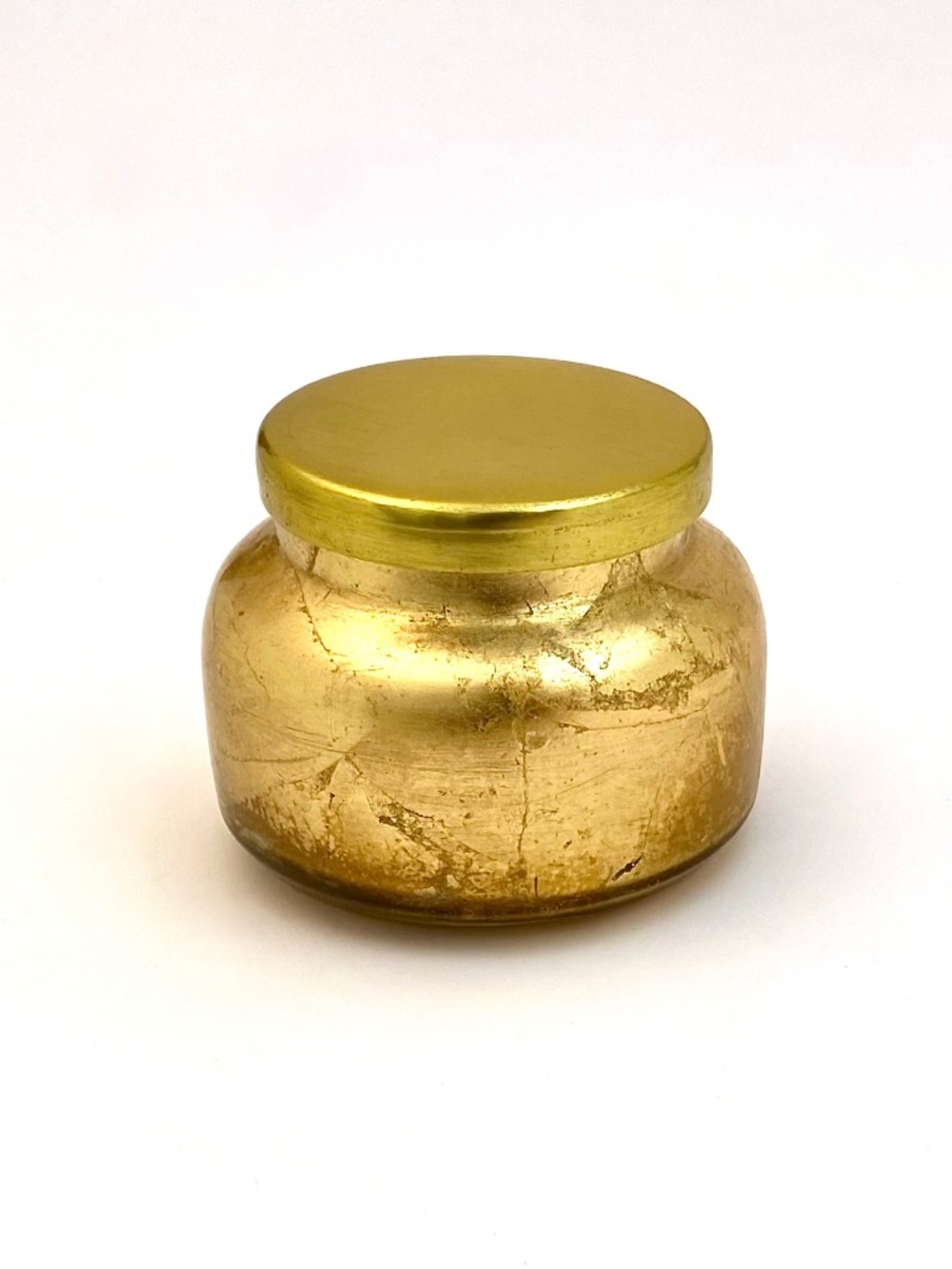 Anthropologie Capri Blue *EMPTY* 6 Oz GOLD FOIL Mini Jar w/ GOLD Lid